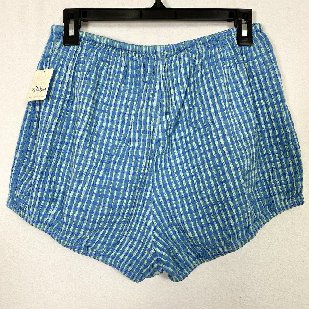 NWT Free People Sz XS Shorts Cotton Plaid Bloomer Coastal Lounge Boho Chic Gauze - Picture 5 of 7